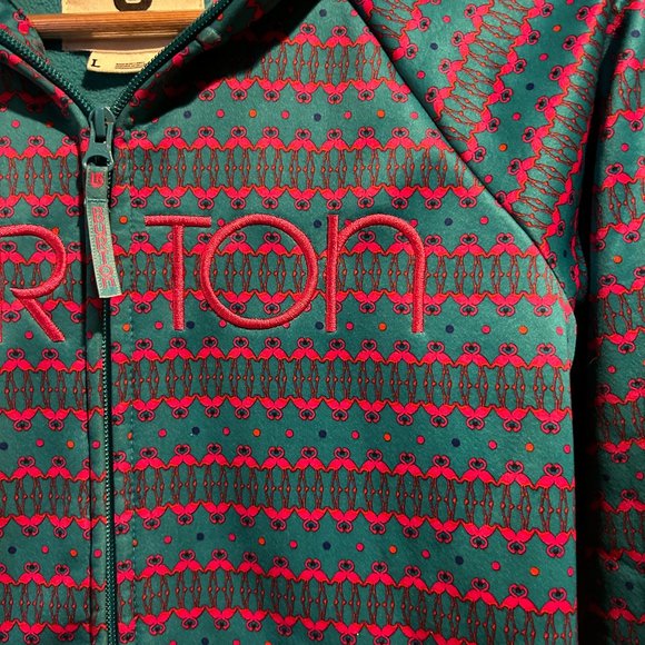 BURTON Snowboards Pink Flamingos Logo Full Zip Hoodie Sweatshirt Top - Picture 2 of 5